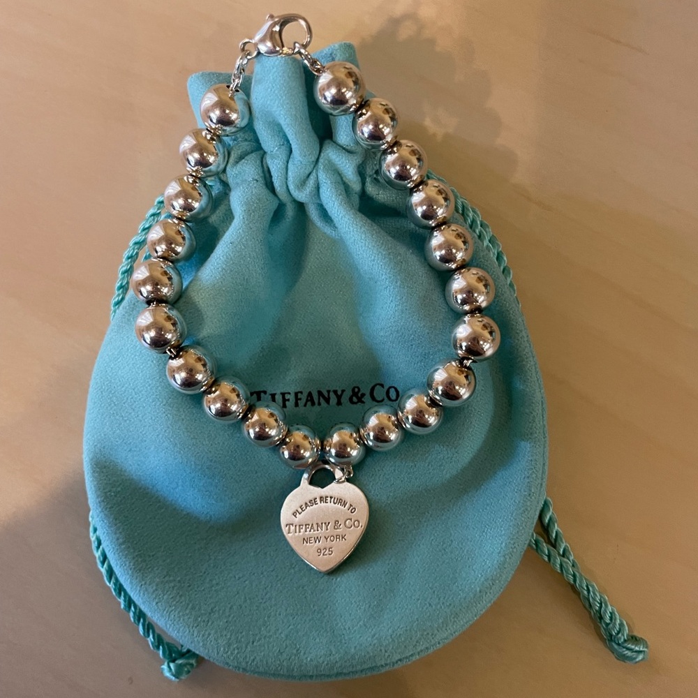 Tiffany & Co Heart Tag Bracelet 8mm Beaded Bracelet 7inches